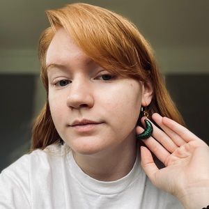 Handmade Black Glitter Moon Earrings